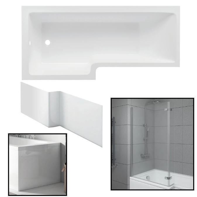 1600/1700/1800mm L Shaped Shower Bathtub Front & End Bath Panel Shower Screen - Picture 13 of 22