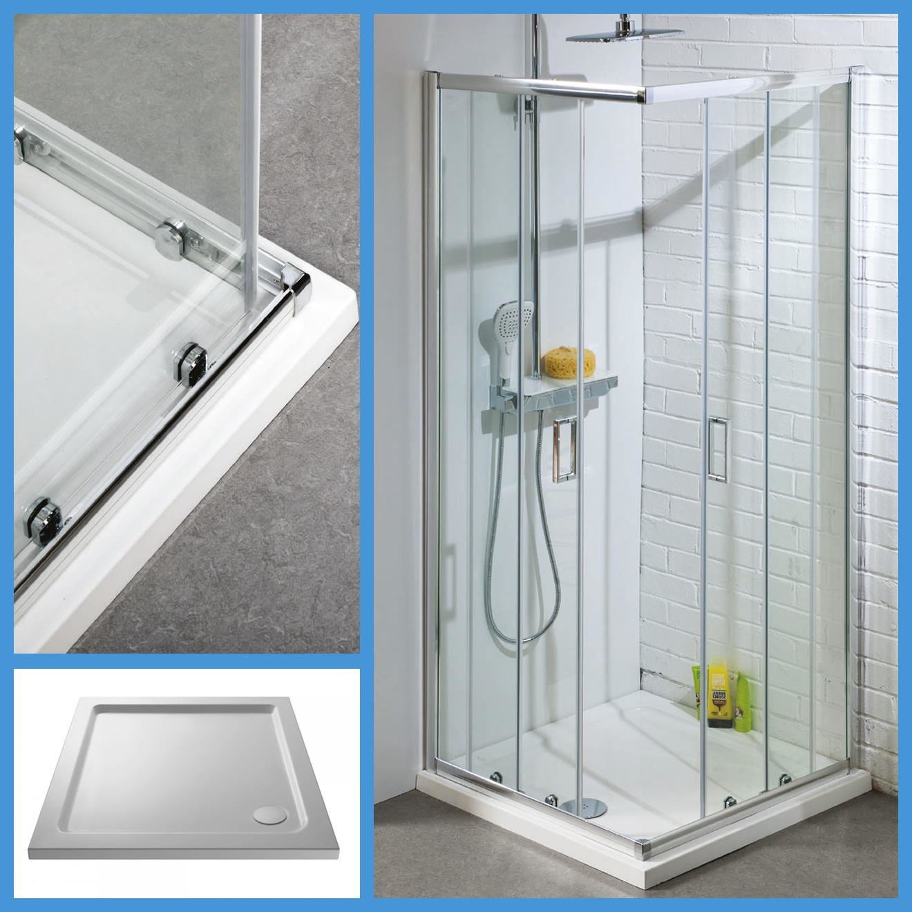 CORNER ENTRY SHOWER EnclosureS Toughened Glass Cubicle Sliding Door