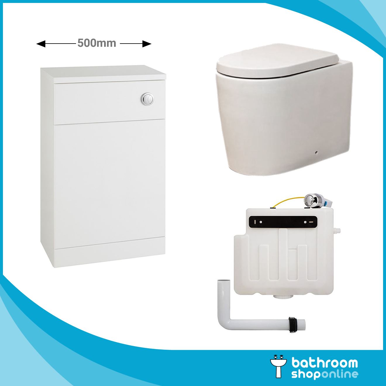 Back to Wall BTW Round WC Pan Concealed Cistern Toilet Seat & WC Units