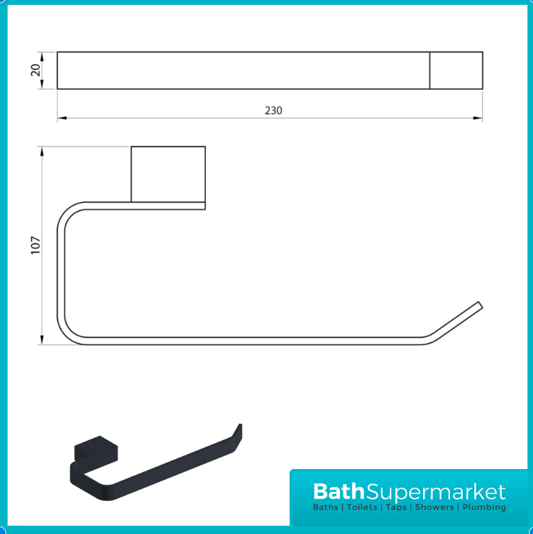 Matt Black Wall Mounted Bathroom Accessories - Modern 10 Piece Choice - UK Stock - Picture 19 of 29
