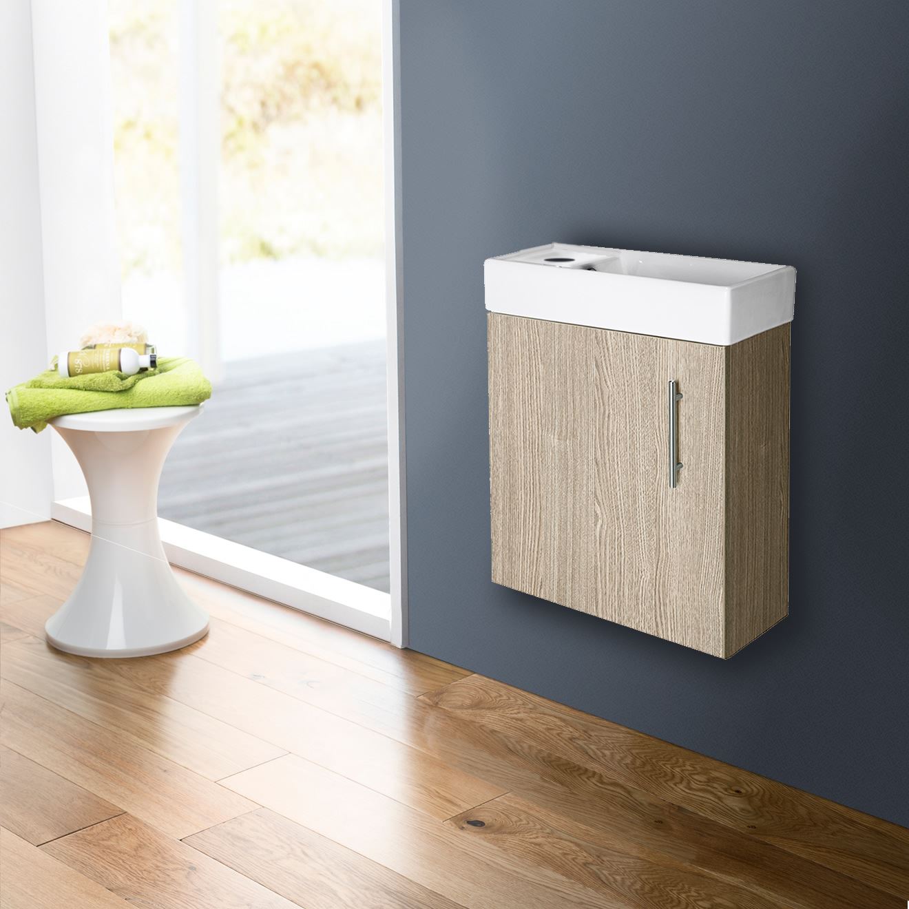Compact Bathroom Vanity Unit & Basin Sink Cloakroom 400mm Wall Hung eBay