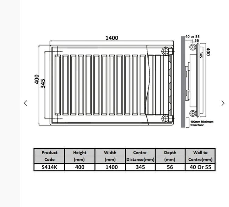 1400mm Width x Various Height Central Heating Convector Radiators-Type 11-21-22 