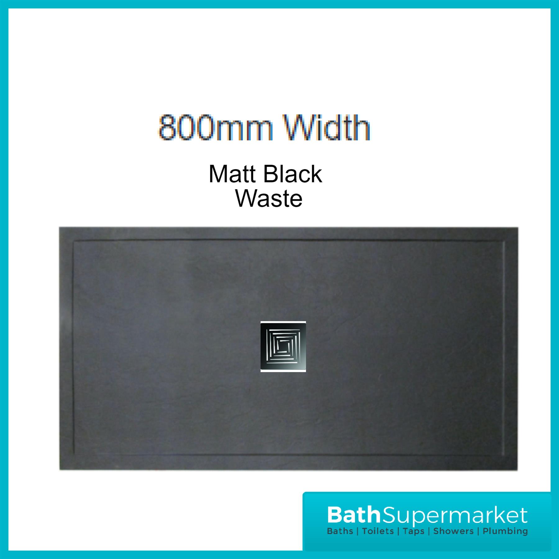 LUXURY SLATE BLACK Stone Resin Shower Tray 1500mm 700760800900