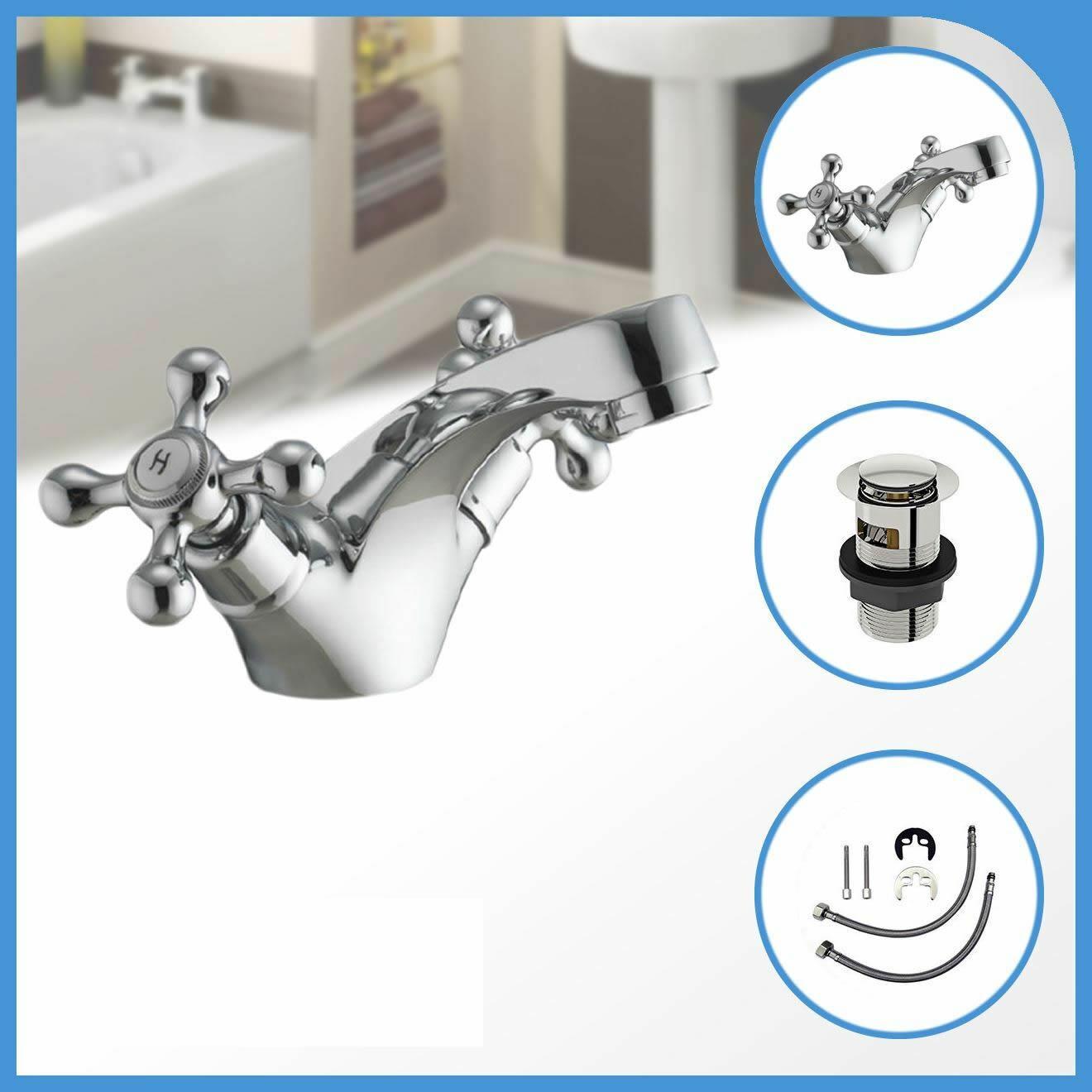 Traditional Classic Chrome Bathroom Taps Sink Basin Mixer Bath Filler ...