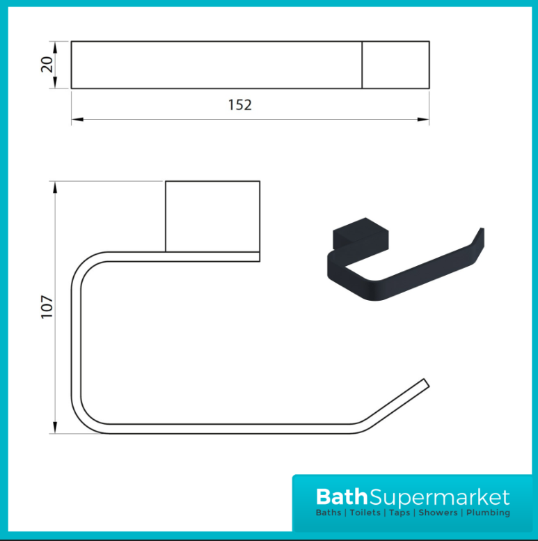 Matt Black Wall Mounted Bathroom Accessories - Modern 10 Piece Choice - UK Stock - Picture 21 of 29