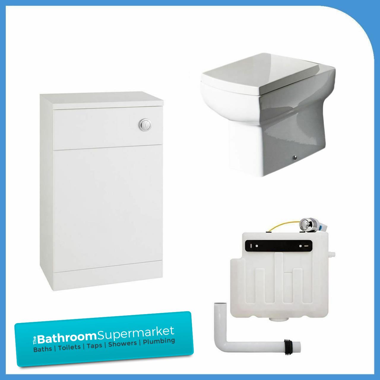 Back to Wall BTW Square WC Pan Toilet Seat Concealed Cistern & WC Units