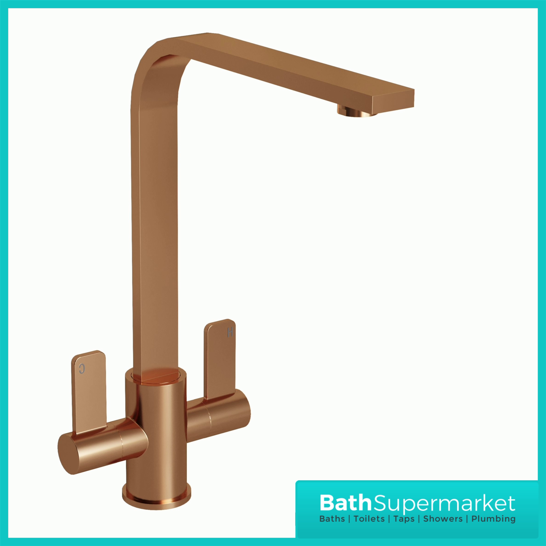 Modern Kitchen Sink Mixer Taps Swivel Spout Twin Lever Tap Mono Brushed Brass - Picture 9 of 10