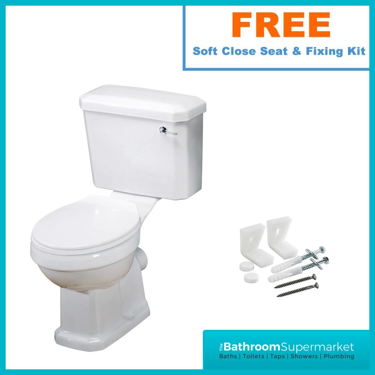 Traditional White Bathroom Suite Ceramic Toilet Sink Basin Toilet Seat & Taps