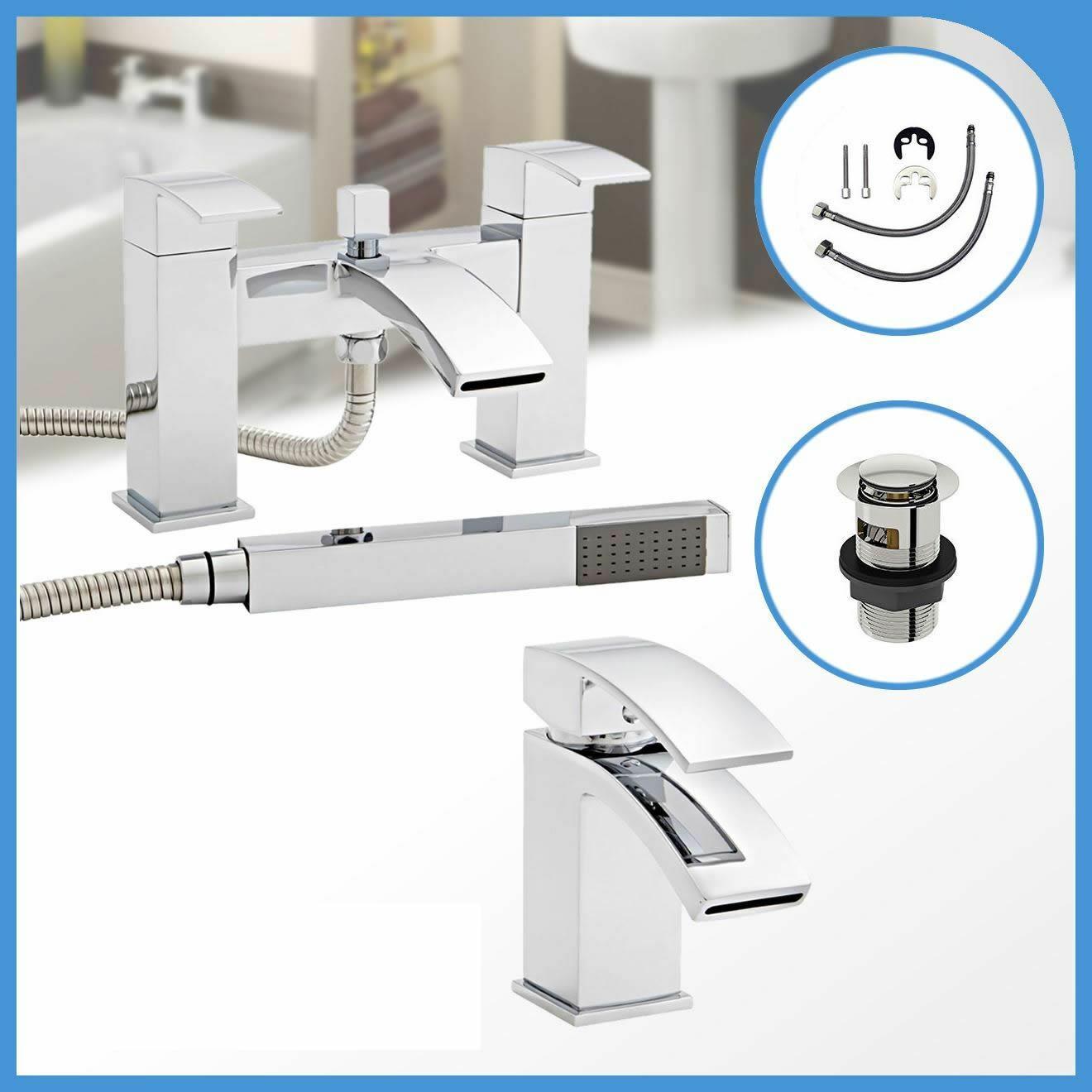 Chrome Descent Tap Bathroom Sink Basin Mixer Bath Filler Shower