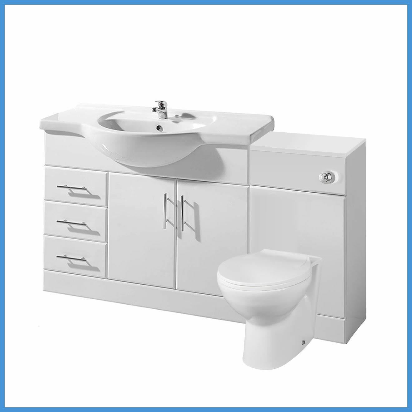 High Gloss White Bathroom Vanity Unit Storage WC Unit BTW Toilet Combo eBay