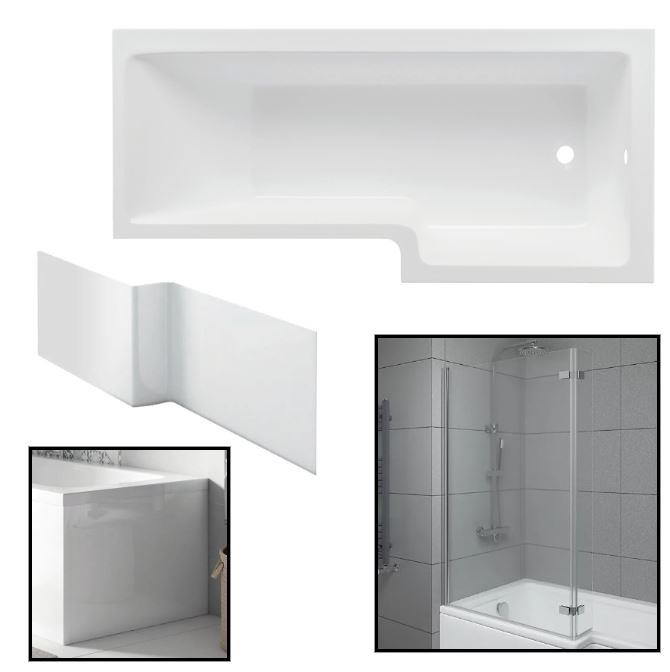 1600/1700/1800mm L Shaped Shower Bathtub Front & End Bath Panel Shower Screen - Picture 16 of 22