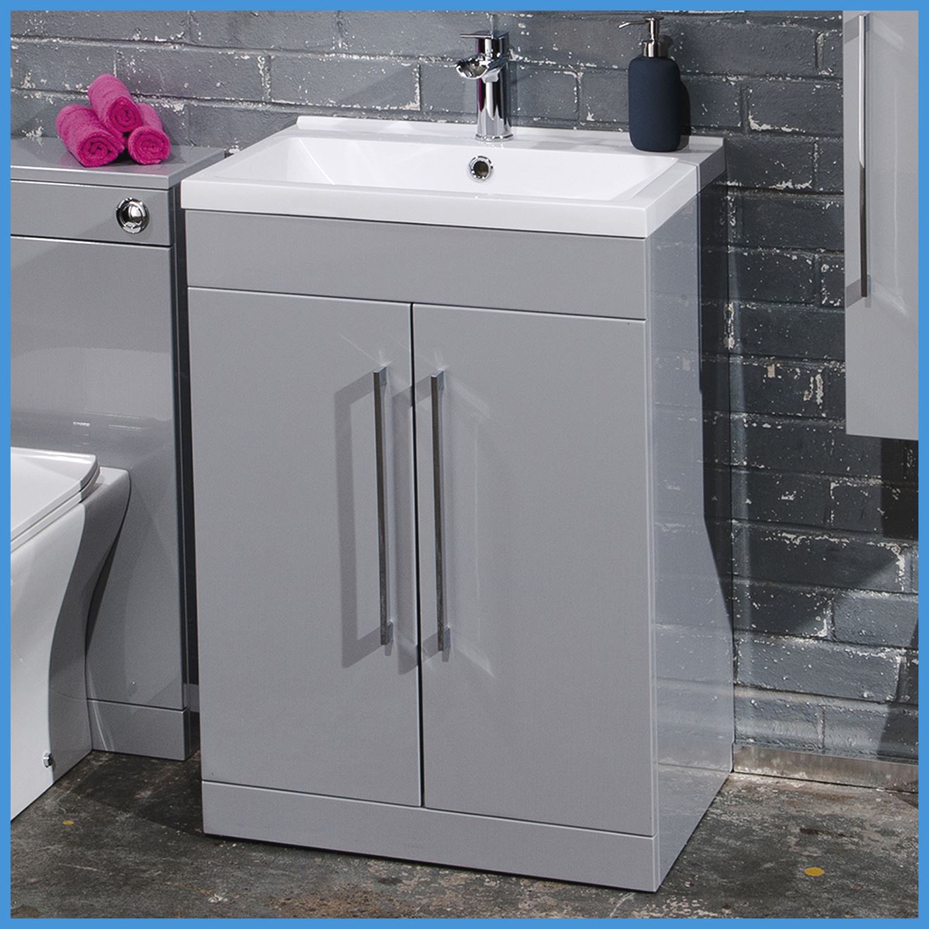 Bathroom Furniture Suite Grey Vanity Unit Basin Back To Wall WC Unit eBay