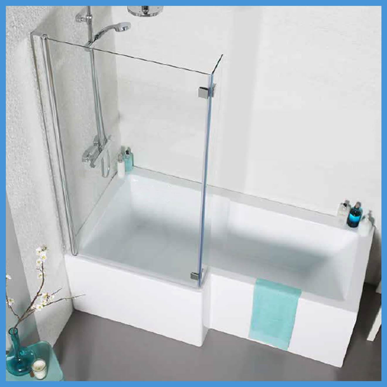 Left & Right Hand L Shaped Shower Bath & Screen 1700mm White Acrylic Bath Panels - Picture 4 of 4