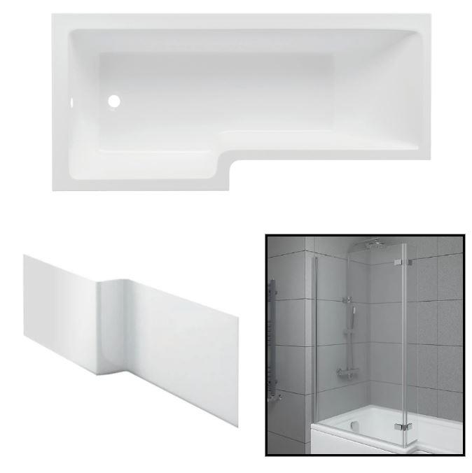1600/1700/1800mm L Shaped Shower Bathtub Front & End Bath Panel Shower Screen - Picture 7 of 22