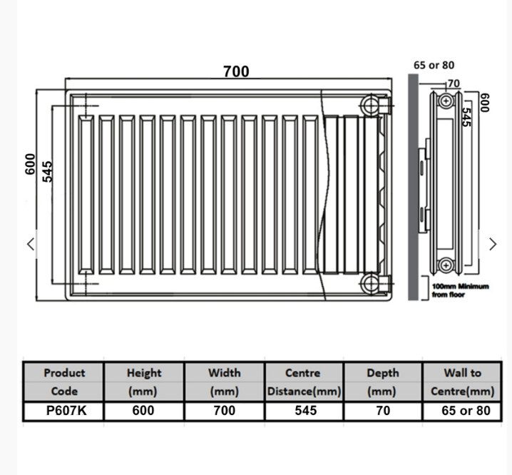 Double Panel Plus Convector White Type 21 Compact Radiator Kartell 600mm High