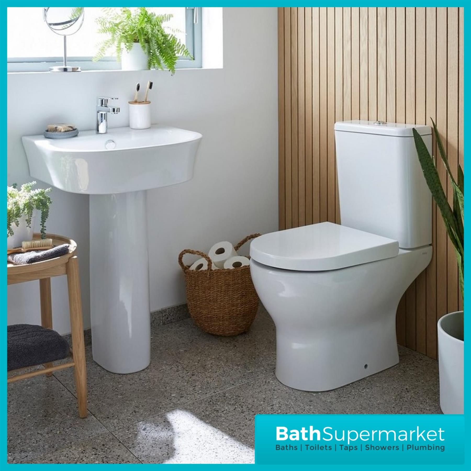 Bathroom Suite Close Coupled Toilet WC Basin Sink Full-Pedestal Rimless-Bidet - Picture 9 of 18