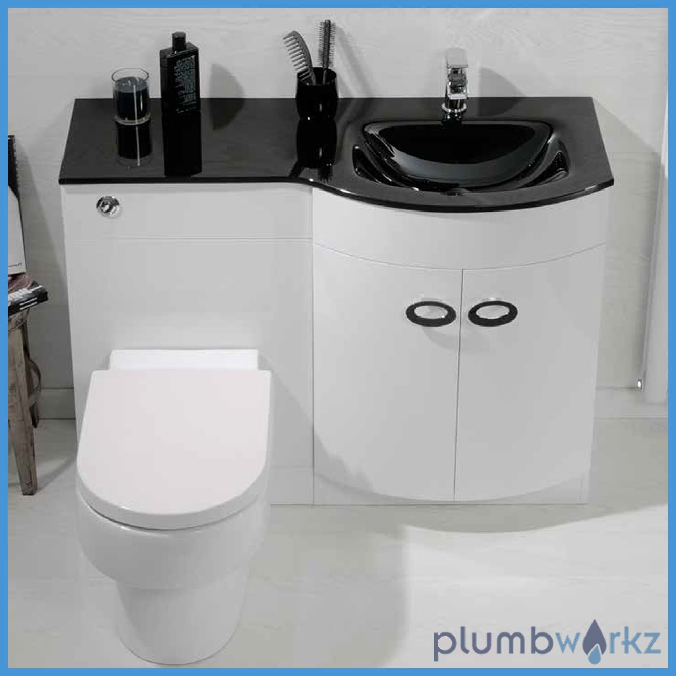D Shape Bathroom Vanity Unit Basin Sink Bathroom WC Unit BTW Toilet Black Glass eBay D Shape Bathroom Vanity Unit Basin Sink Bathroom WC Unit BTW Toilet Black Glass eBay