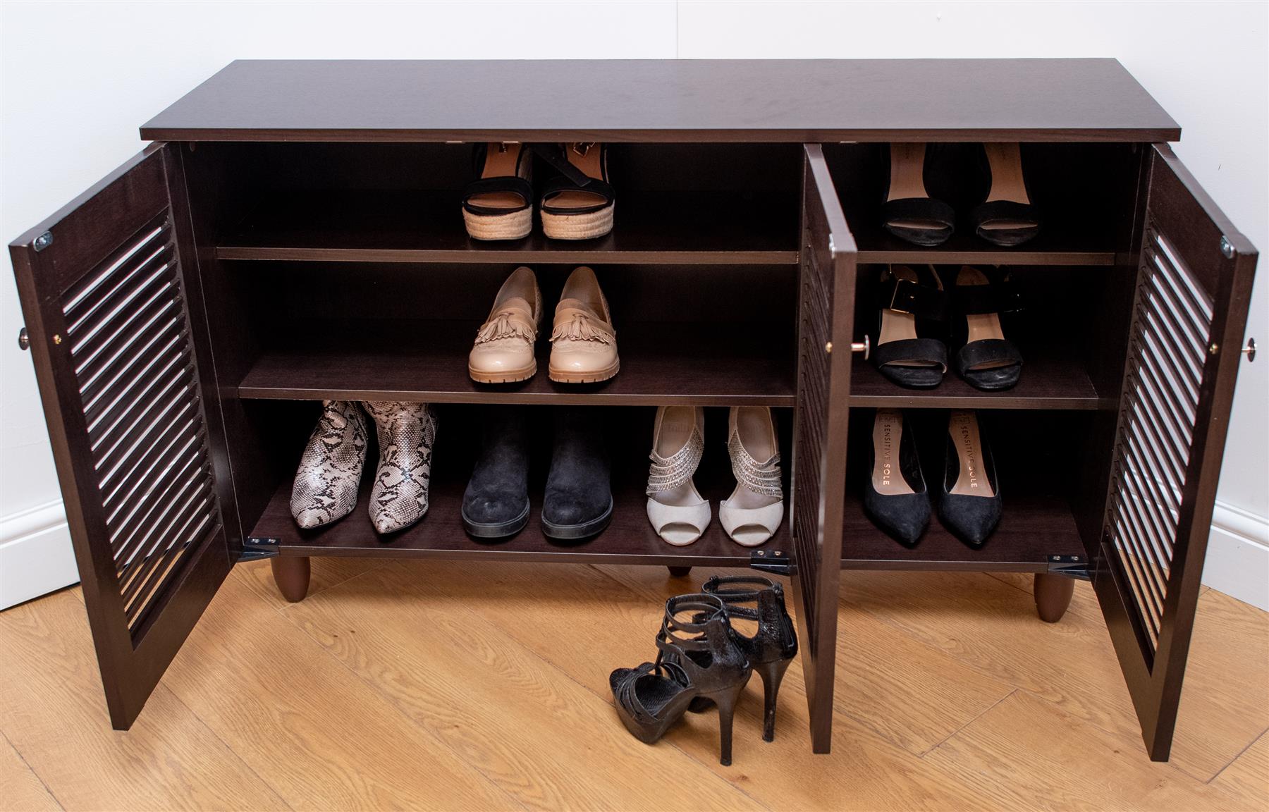 Shoe Rack Storage 2 3Drawer Cupboard Footwear Stand Wooden Unit