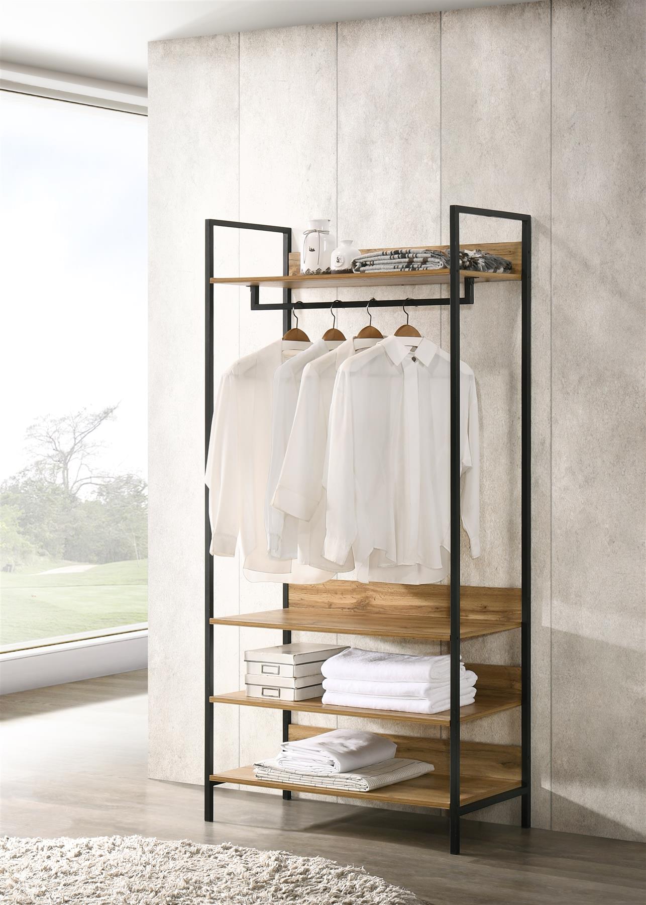 Modern Freestanding Wardrobe Cabinet w/ Clothes Rail, Drawers & 3 Shelves - Y1