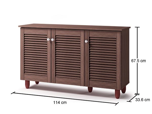White 2 Door Shoe Storage Cabinet Sideboard Cupboard Wooden Furniture Unit 2Tier