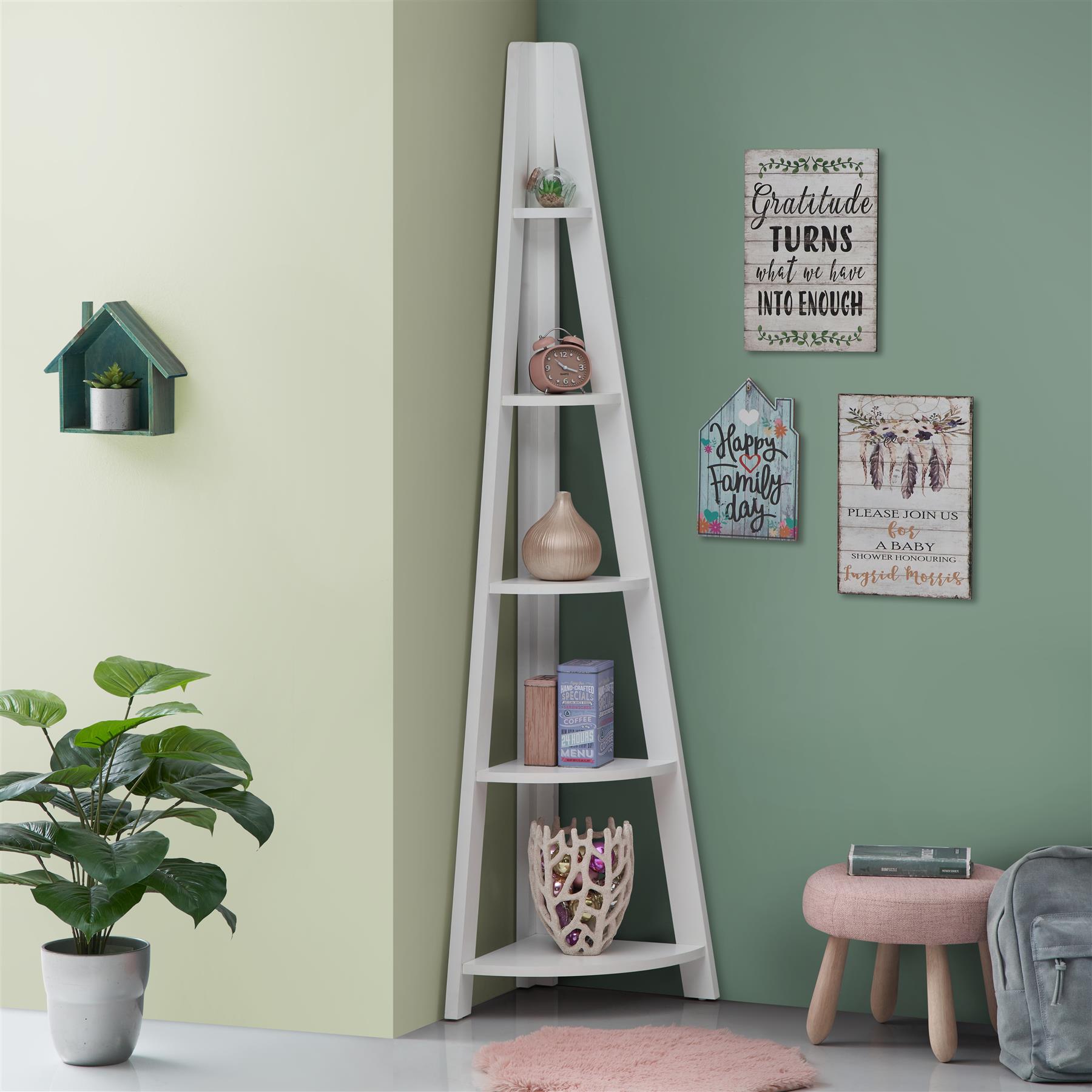 Ladder Storage Rack Bookcase Display Organiser White - Picture 6 of 15
