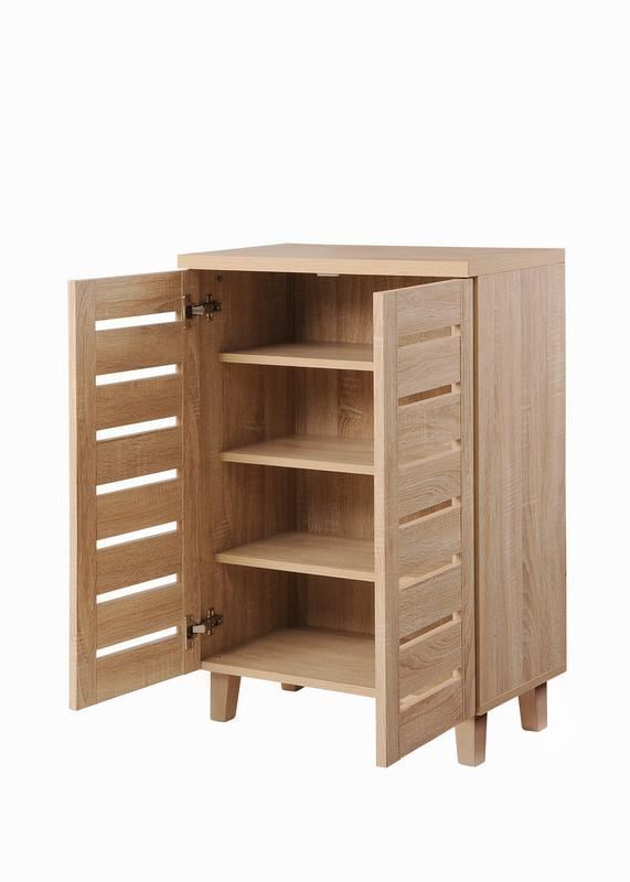 White 2 Door Shoe Storage Cabinet Sideboard Cupboard Wooden Furniture Unit 2Tier