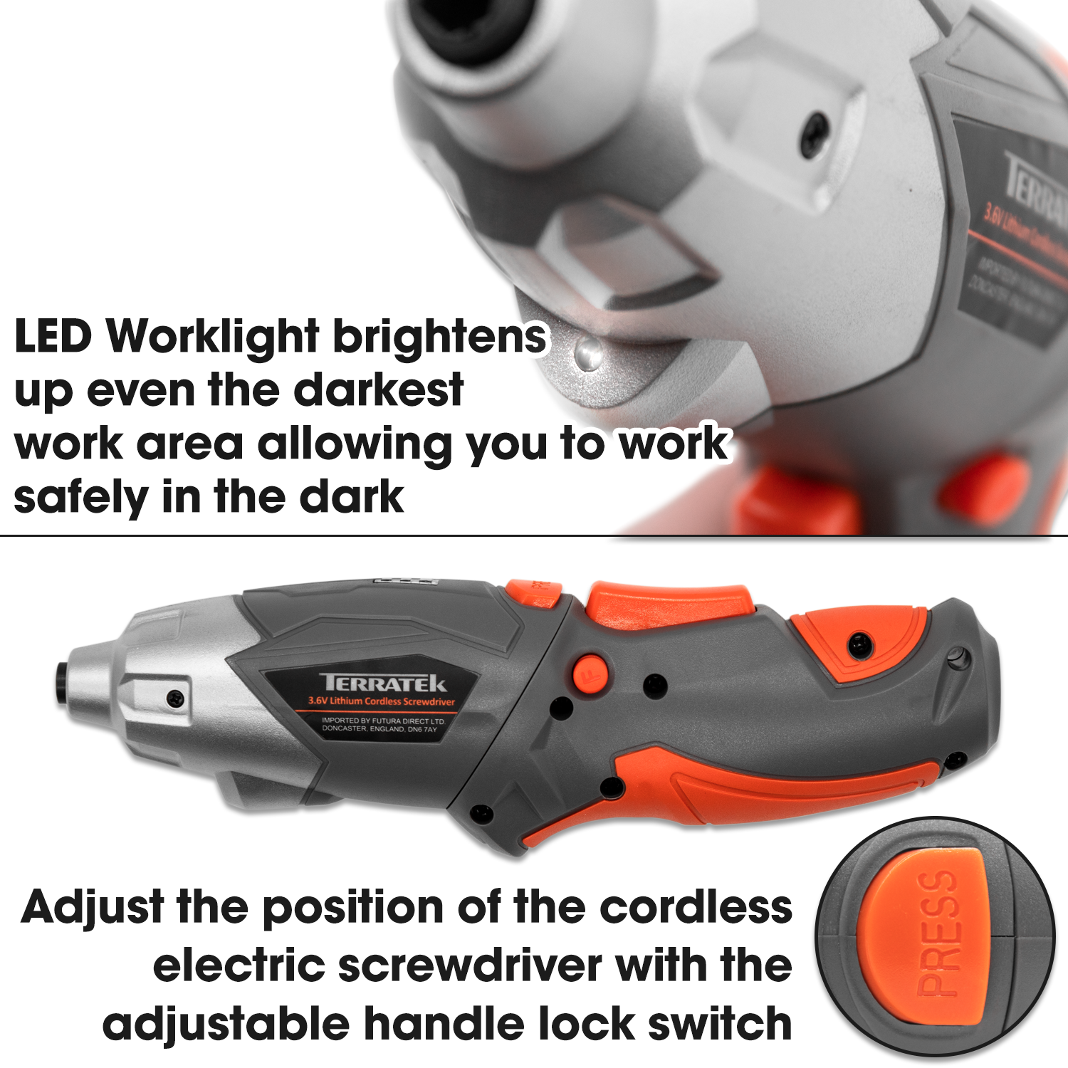 Cordless Screwdriver Set 45pcs 3.6V LiIon USB Rechargeable Electric