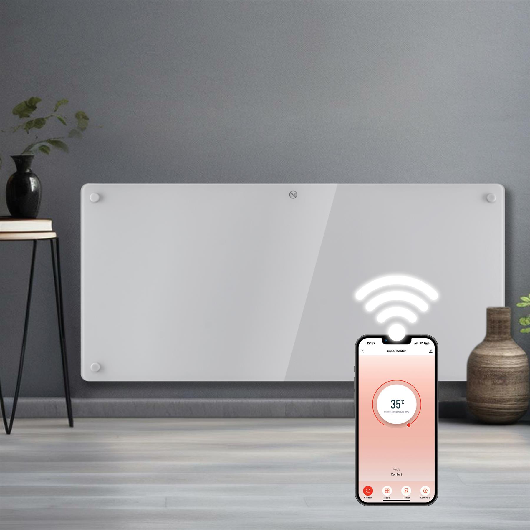 WIFI Electric Panel Heater Wall Mounted or Portable Heater Timer & Thermostat - Picture 20 of 55
