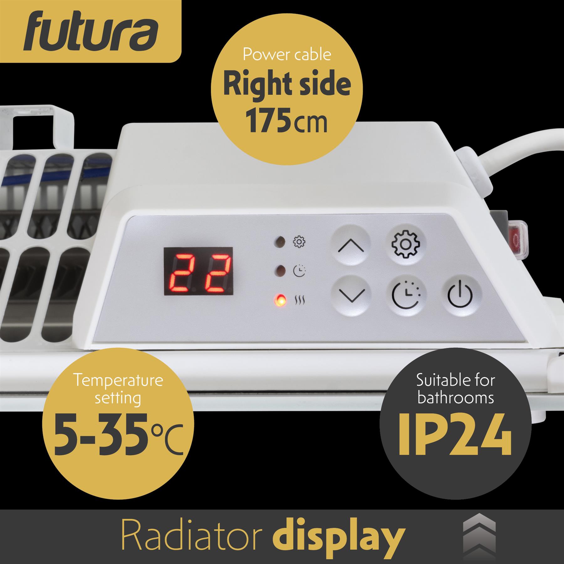 Futura Electric Glass Panel Radiator Heater Wall Mounted Timer Thermostat White - Picture 30 of 32