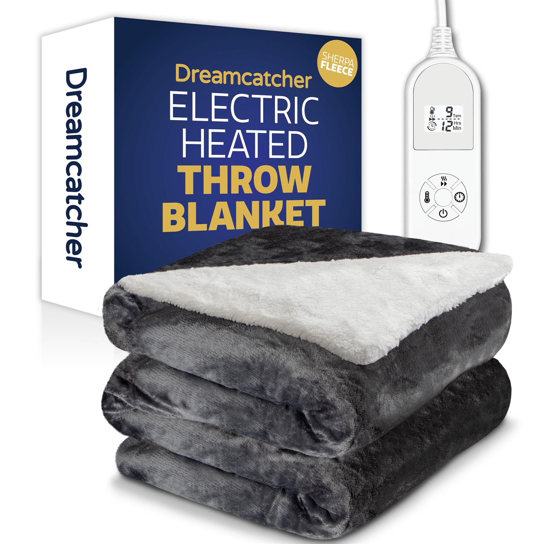 Electric Heated Throw Large Fleece Warm Blanket Washable Timer & Heat Settings - Picture 2 of 32