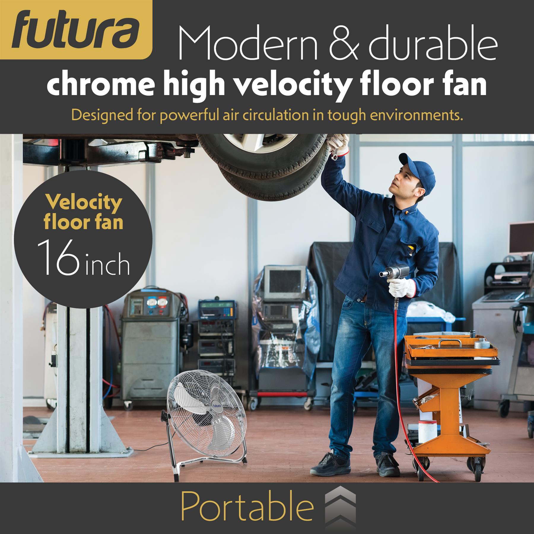 Futura Floor Fan Metal High Velocity Air Cooling 14 16 20 Inch Powerful - Produktbild 3