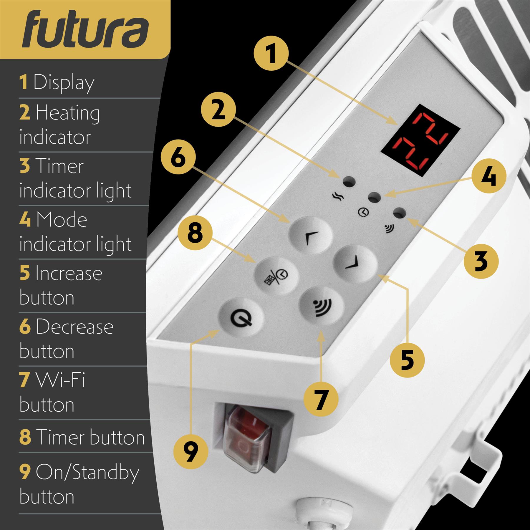 WIFI Electric Panel Heater Wall Mounted or Portable Heater Timer & Thermostat - Picture 27 of 55