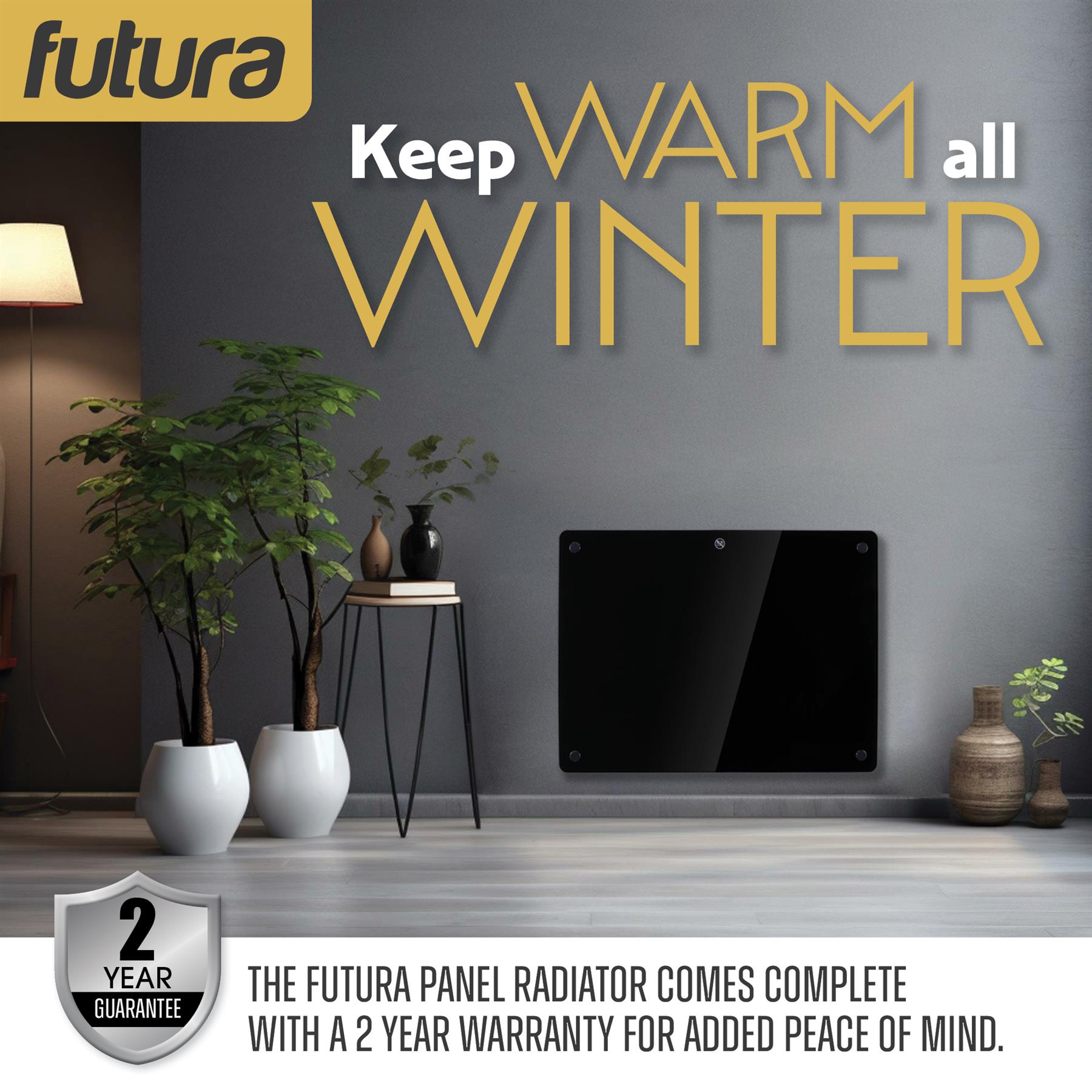 Futura Electric Glass Panel Radiator Heater Wall Mounted Timer Thermostat Black - Picture 16 of 33