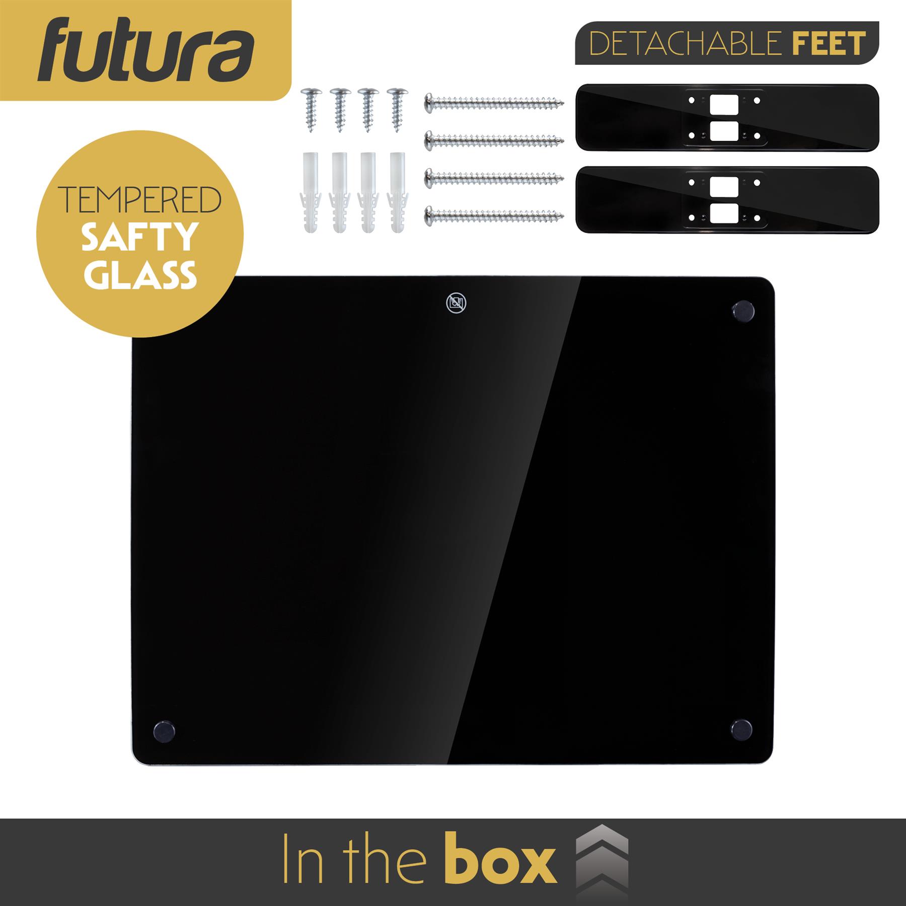 Futura Electric Glass Panel Radiator Heater Wall Mounted Timer Thermostat Black - Picture 12 of 33