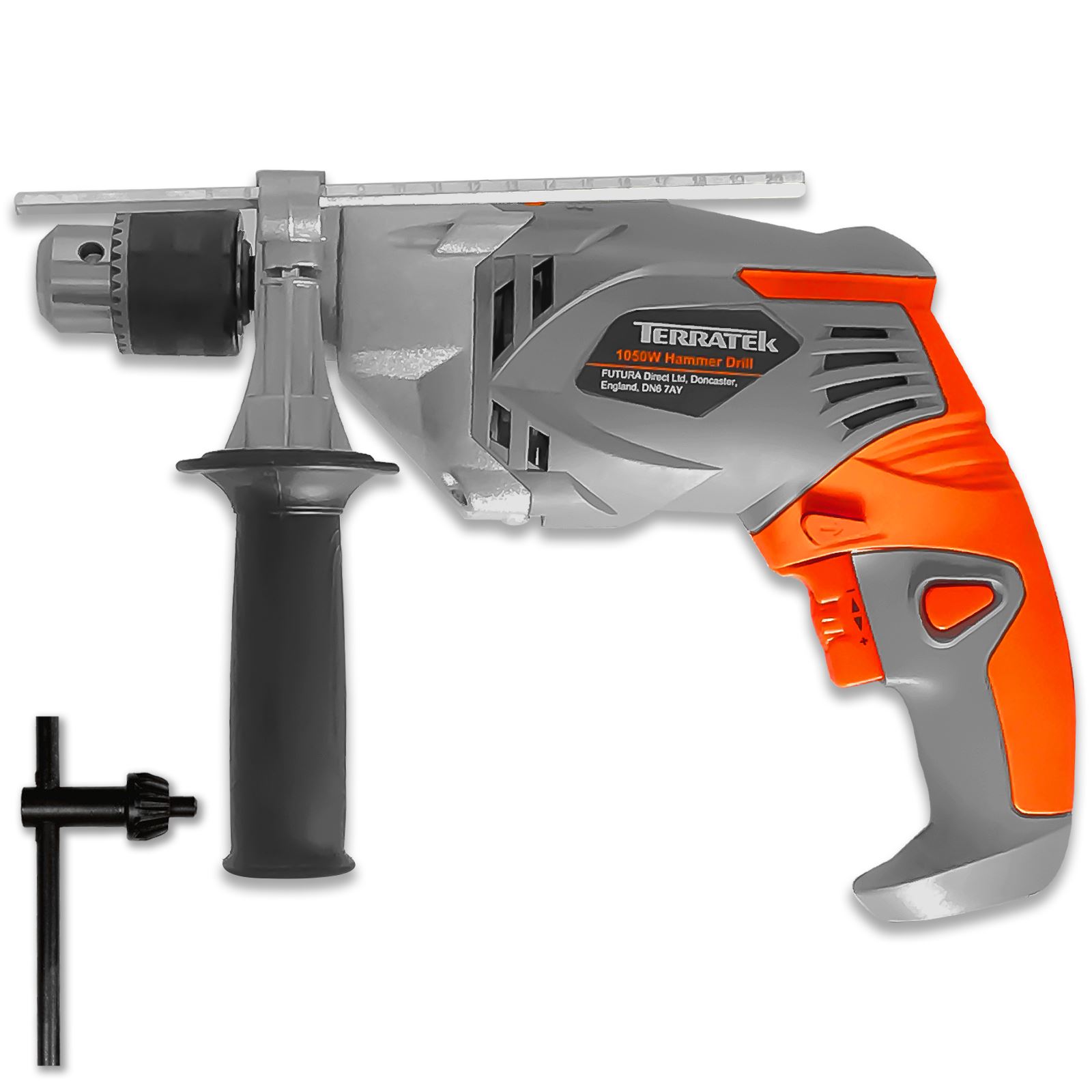 TERRATEK 1050W HAMMER DRILL, POWERFUL VARIABLE SPEED ELECTRIC CORDED
