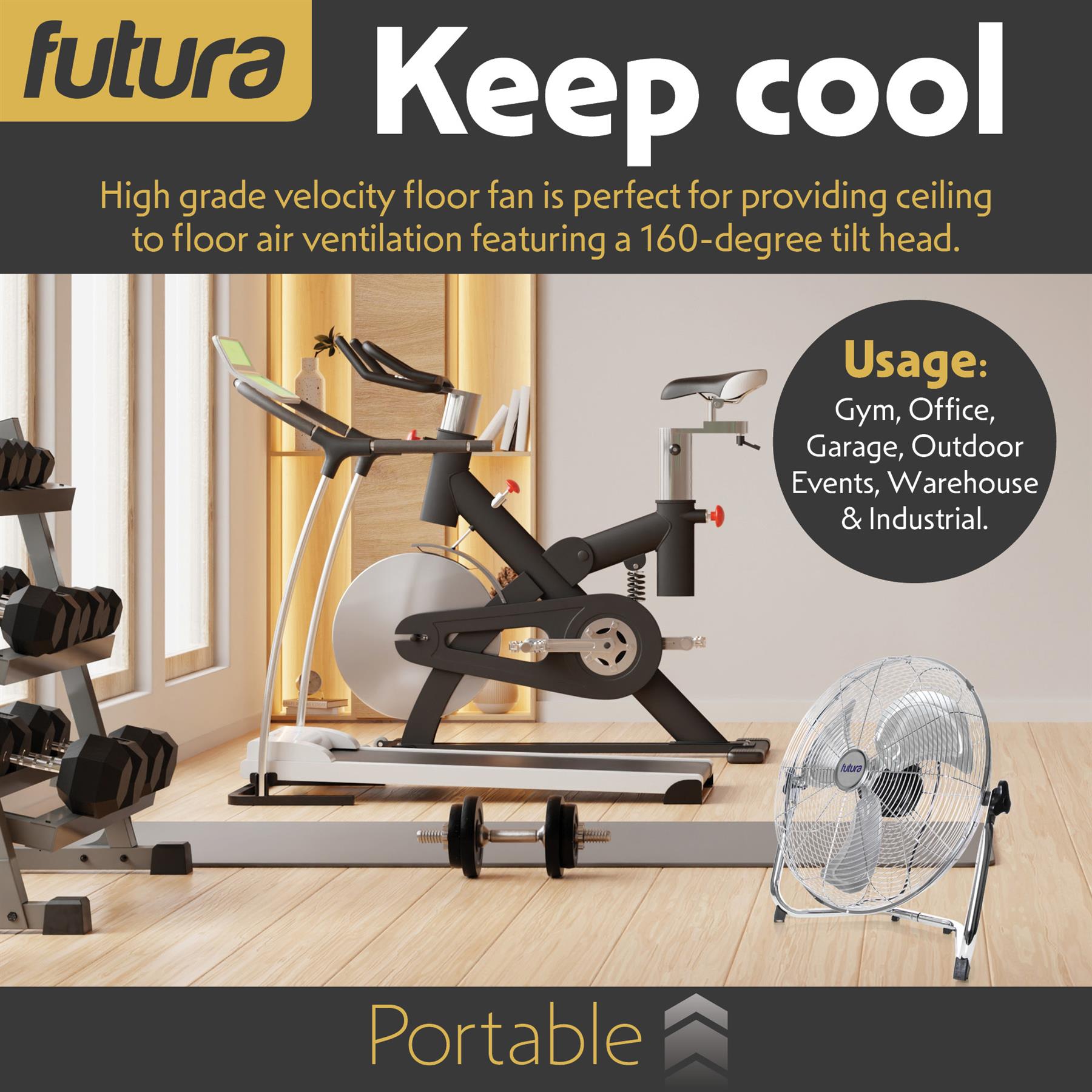 Futura Floor Fan Metal High Velocity Air Cooling 14 16 20 Inch Powerful - Produktbild 1