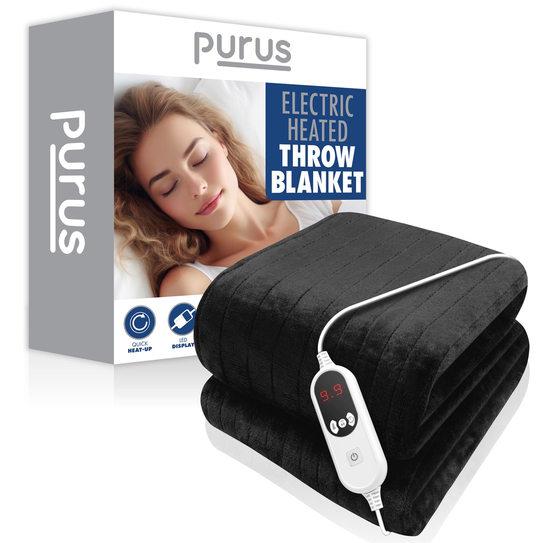 Purus Luxury Electric Heated Throw Blanket Bed Sofa Timer Double Soft Fleece - Picture 23 of 54