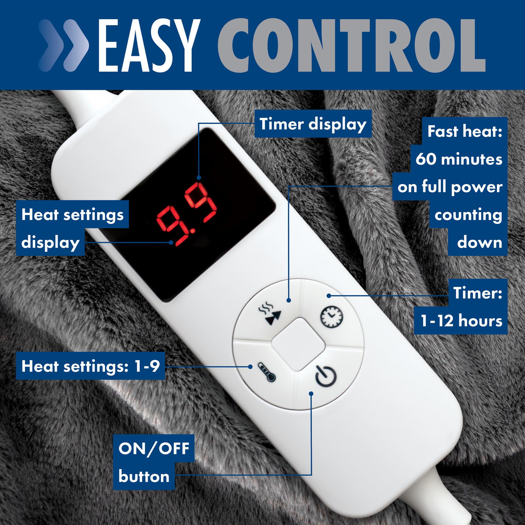 Purus Luxury Electric Heated Throw Blanket Bed Sofa Timer Double Soft Fleece - Picture 42 of 54