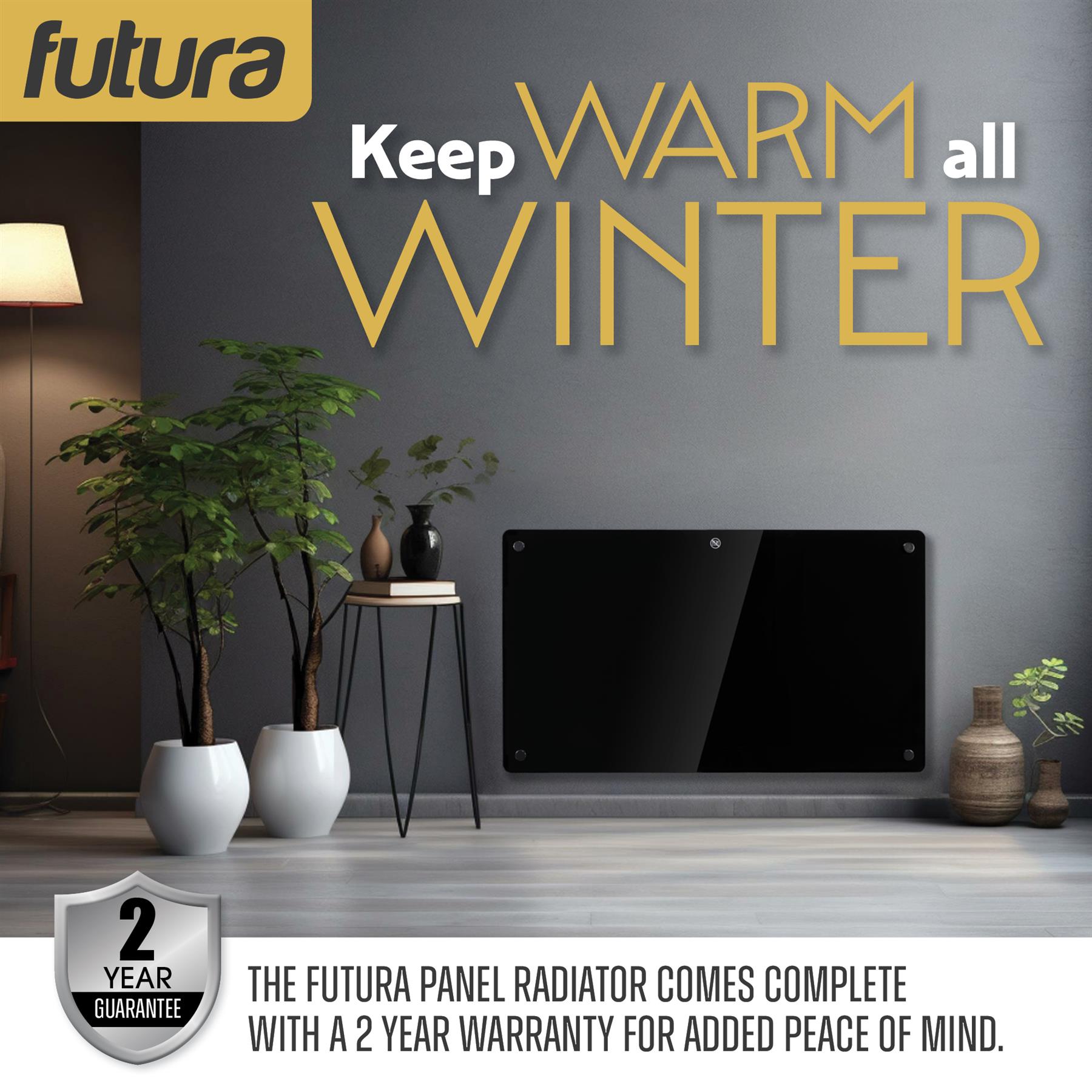 Futura Electric Glass Panel Radiator Heater Wall Mounted Timer Thermostat Black - Picture 25 of 33