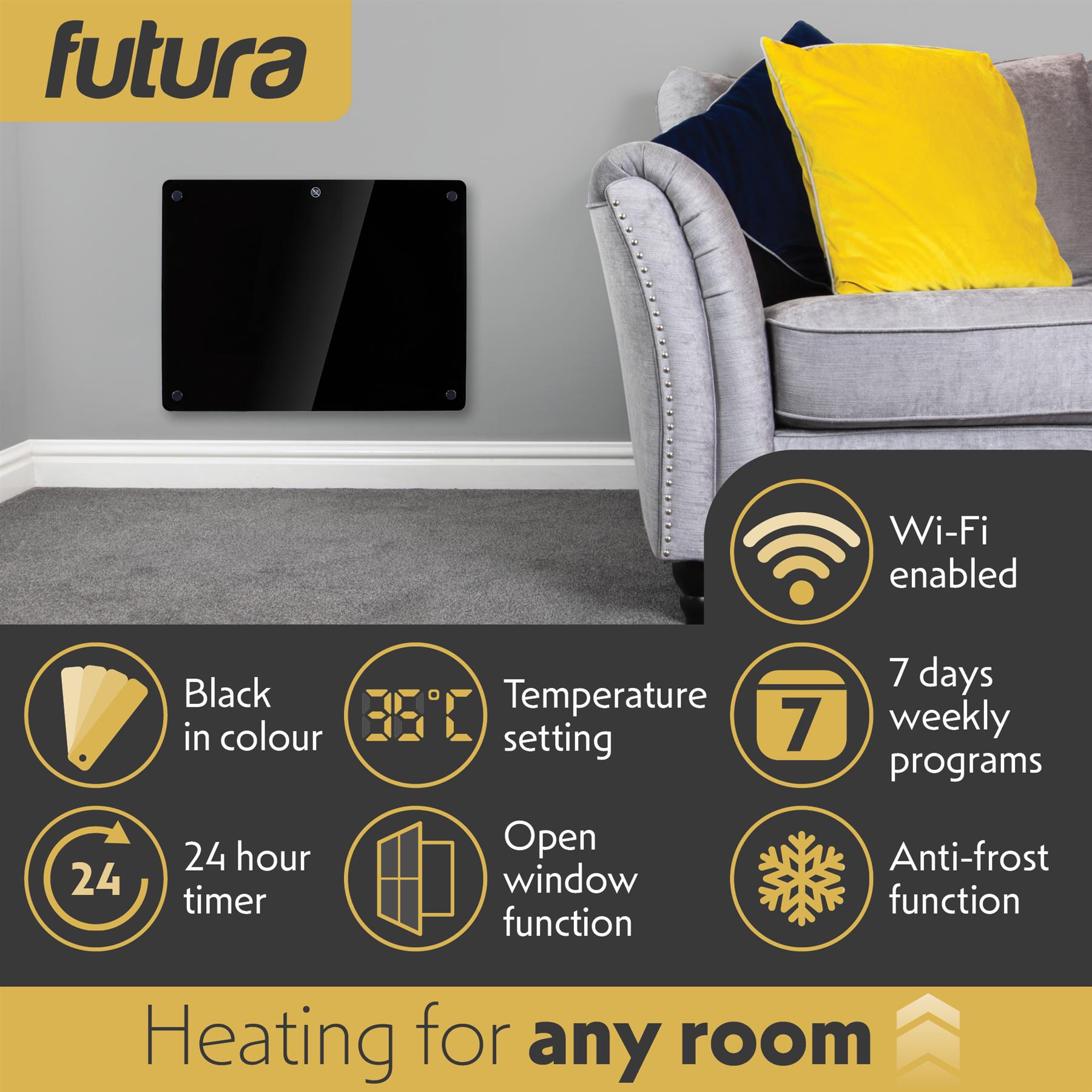 WIFI Electric Panel Heater Wall Mounted or Portable Heater Timer & Thermostat - Picture 32 of 55