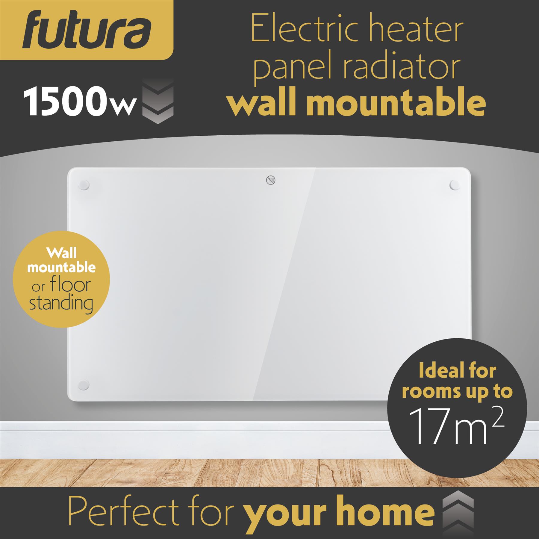 Futura Electric Glass Panel Radiator Heater Wall Mounted Timer Thermostat White - Picture 18 of 32