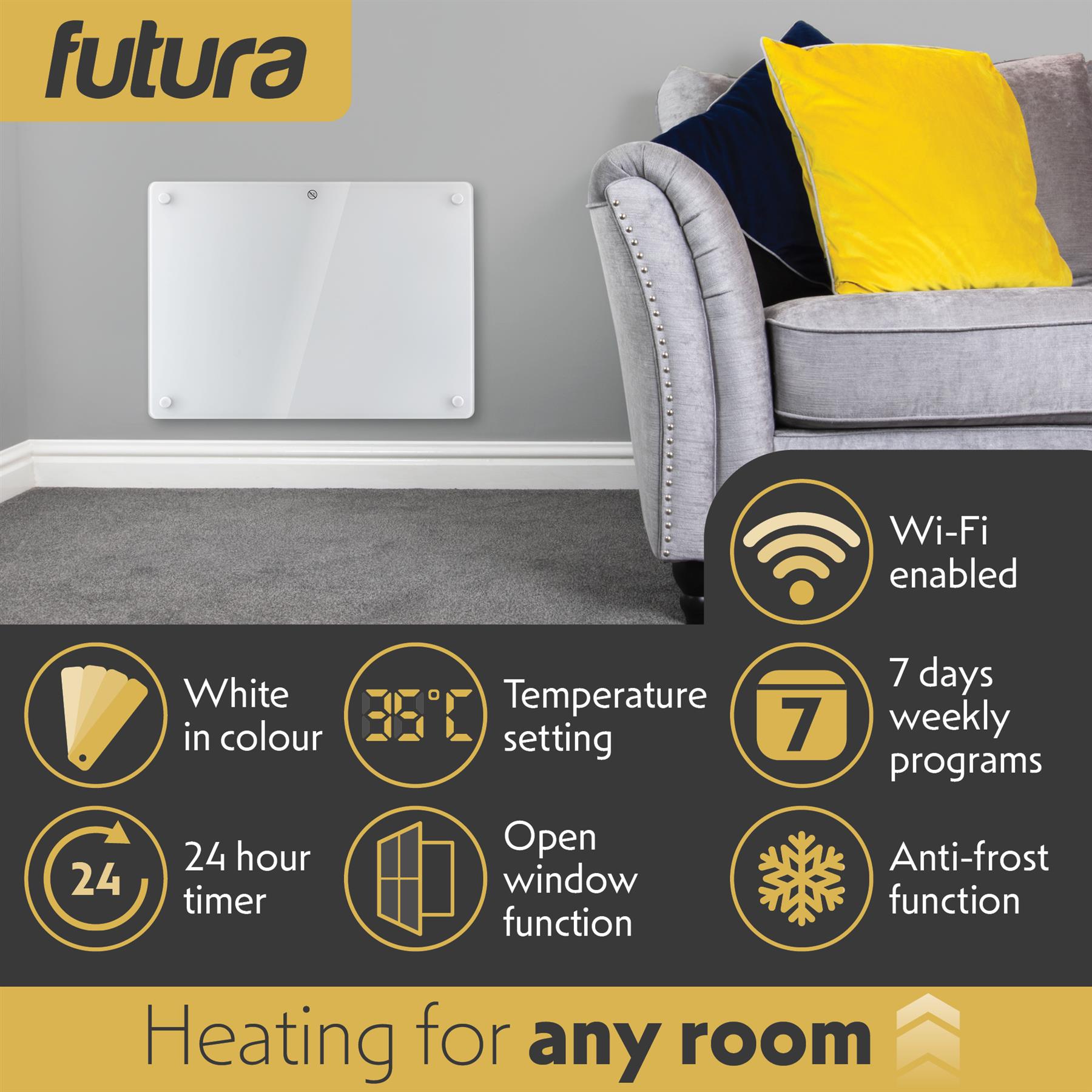WIFI Electric Panel Heater Wall Mounted or Portable Heater Timer & Thermostat - Picture 5 of 55