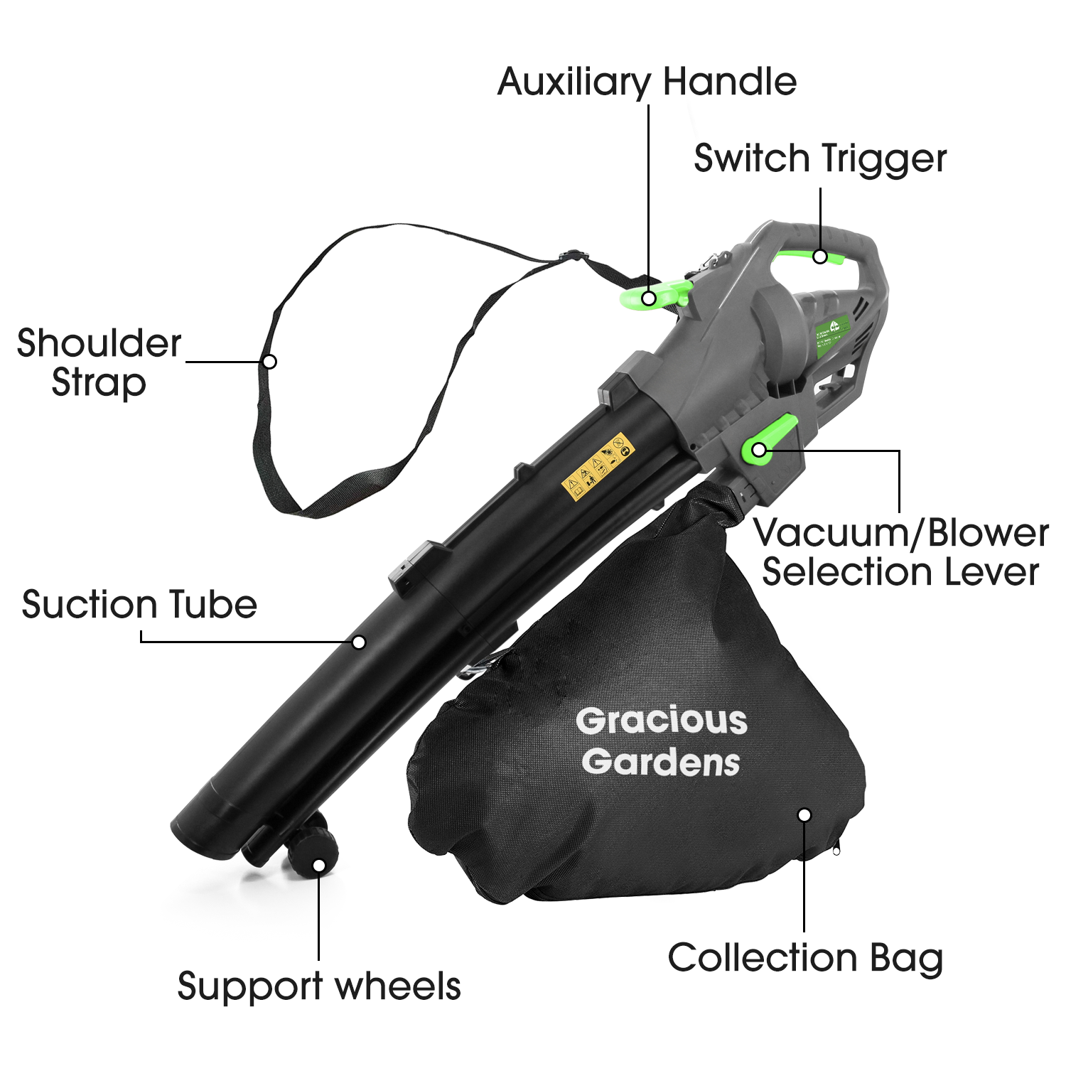 Leaf Blower Electric Garden Vacuum and Shredder, 35L Leaf Bag, 3000W