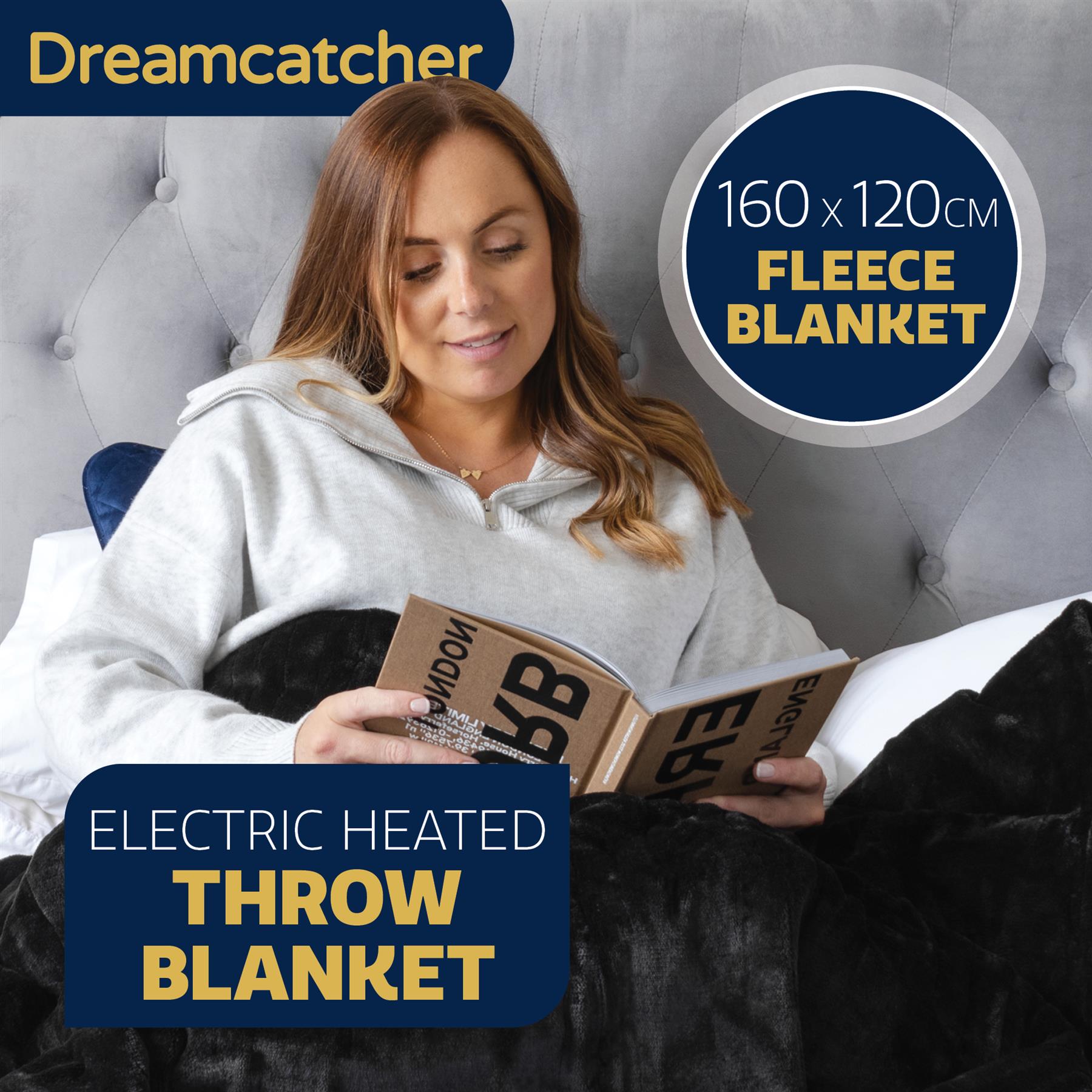 Electric Heated Throw Large Fleece Warm Blanket Washable Timer & Heat Settings - Picture 26 of 32