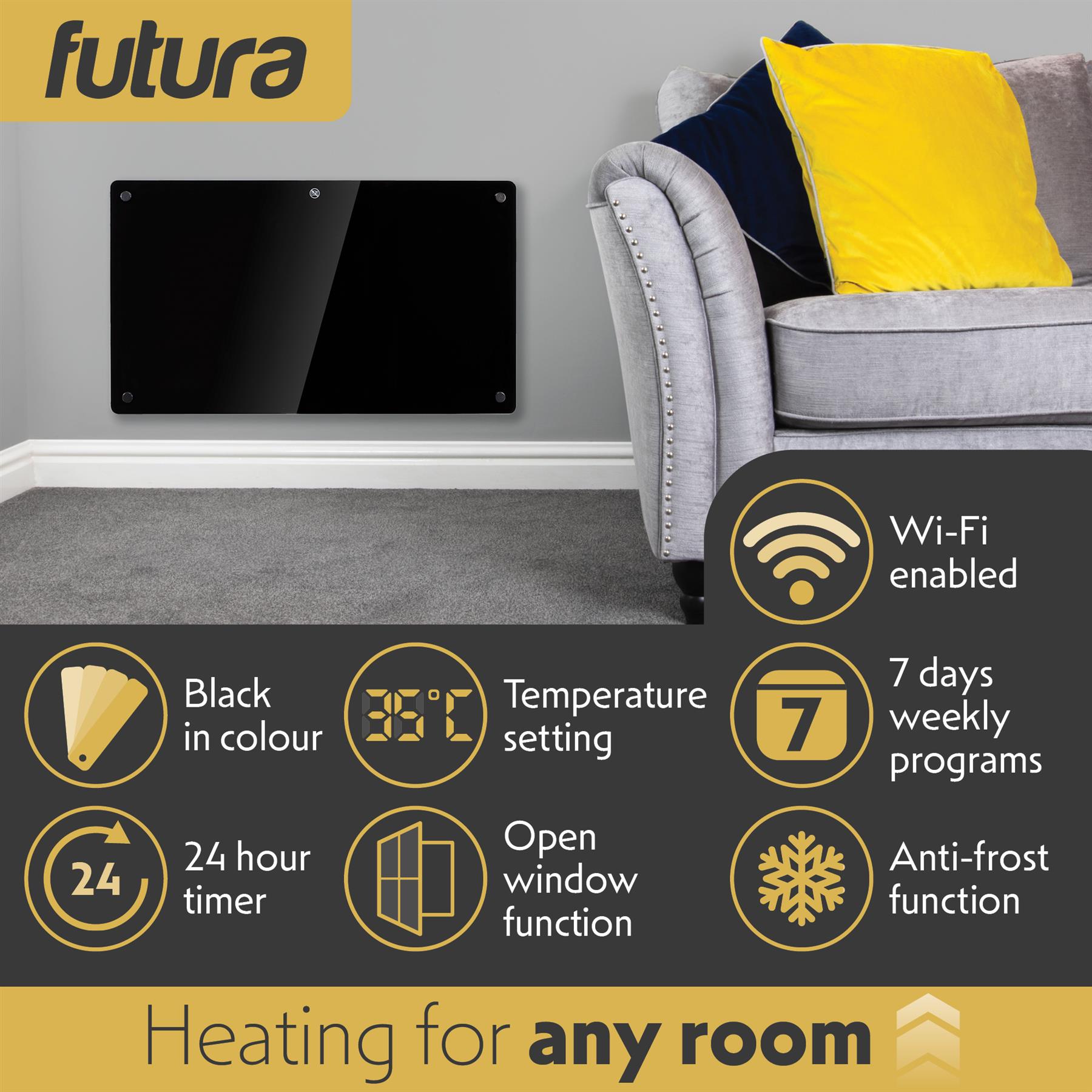 WIFI Electric Panel Heater Wall Mounted or Portable Heater Timer & Thermostat - Picture 41 of 55