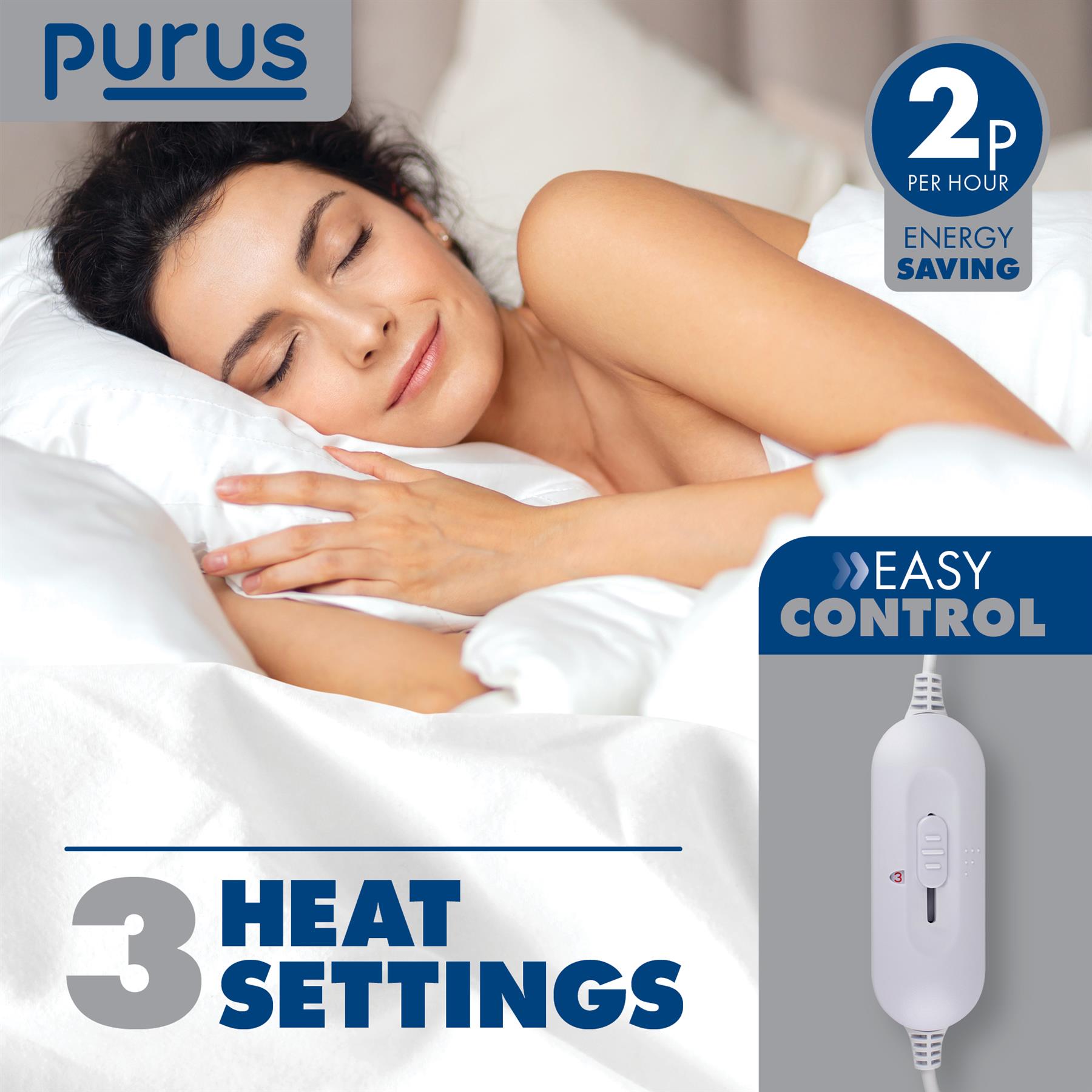 Purus Electric Under Blanket Heated Bed Cover Single Double King Super King - Picture 10 of 39
