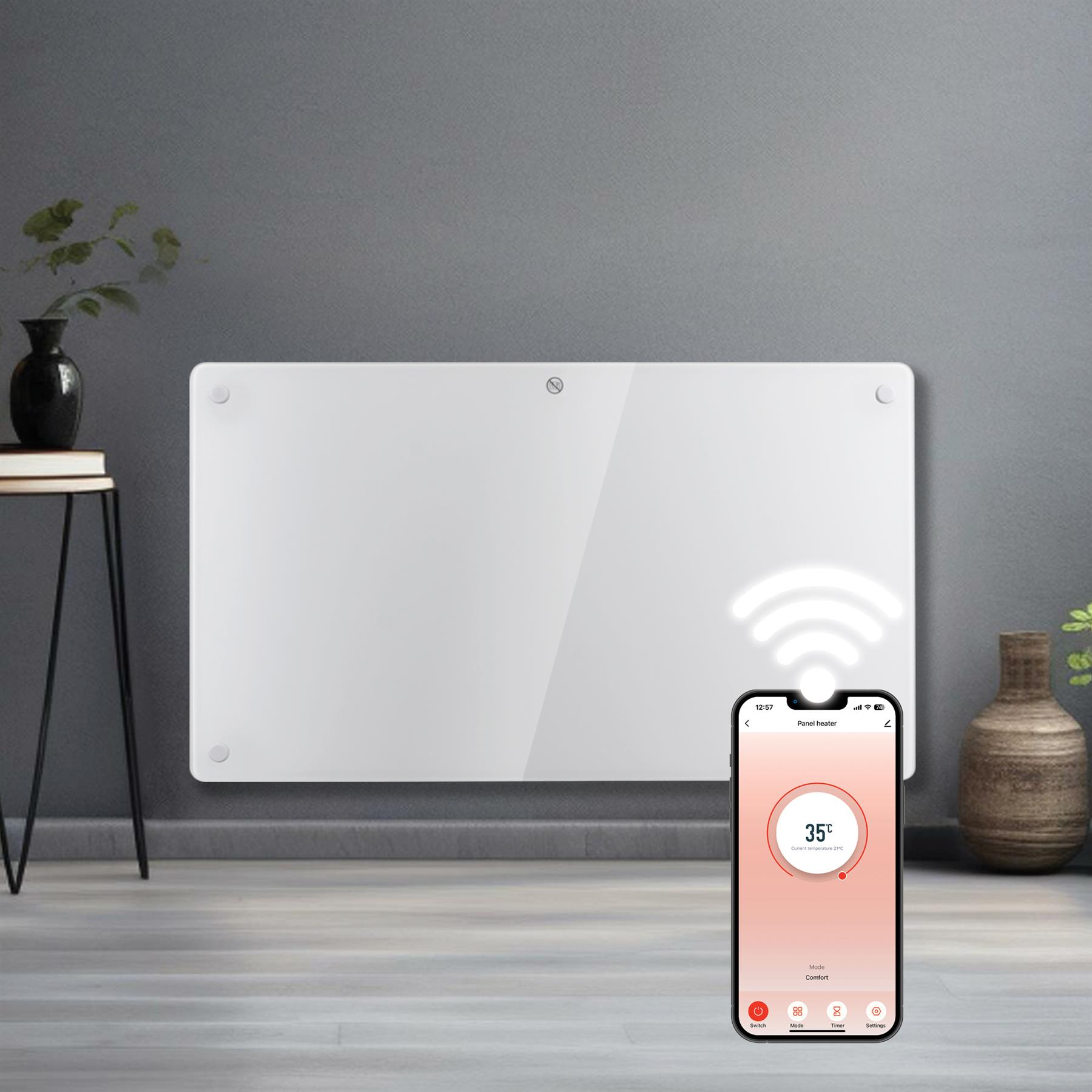 WIFI Electric Panel Heater Wall Mounted or Portable Heater Timer & Thermostat - Picture 11 of 55