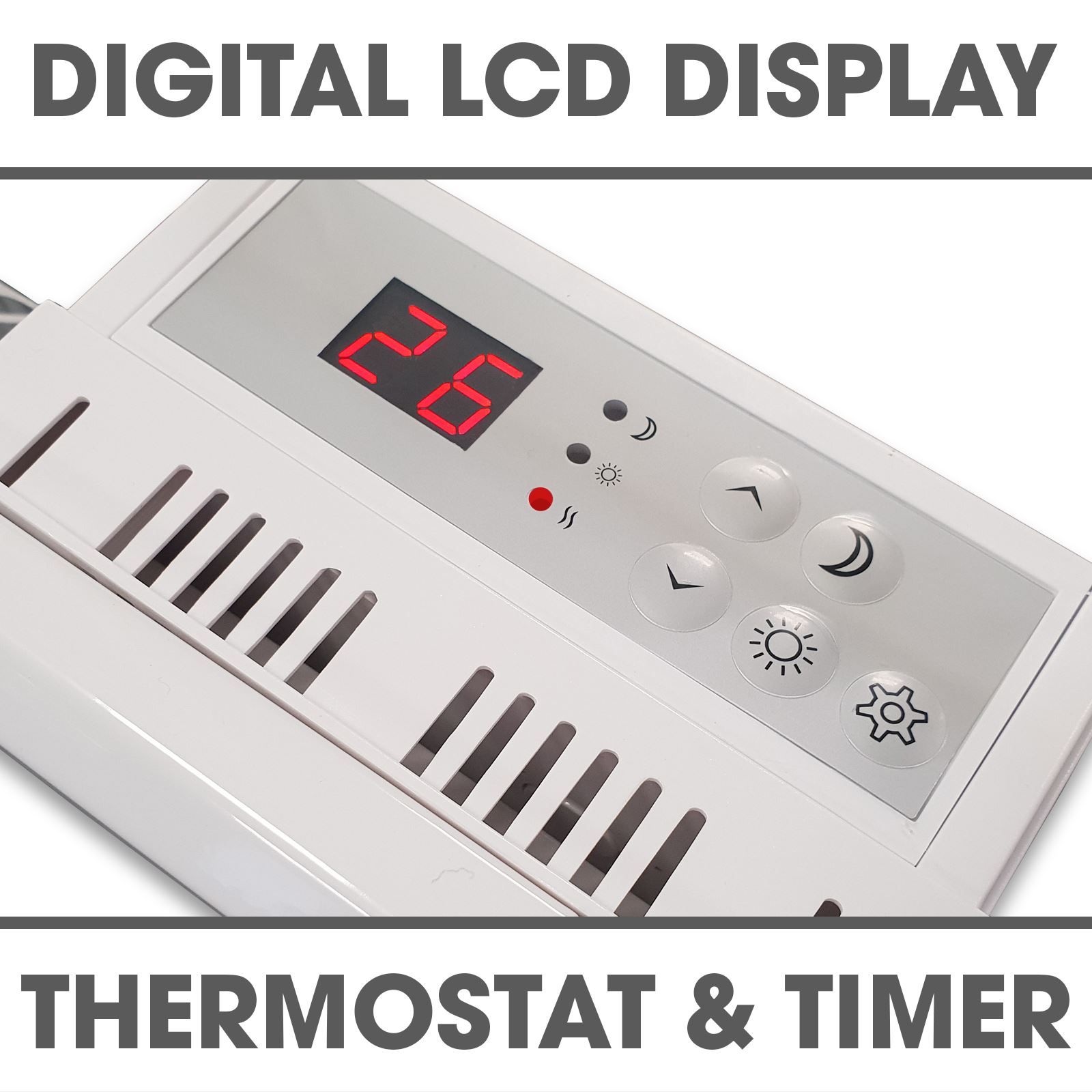 ELECTRIC PANEL HEATER RADIATOR WITH TIMER THERMOSTAT WALL MOUNTED SLIM