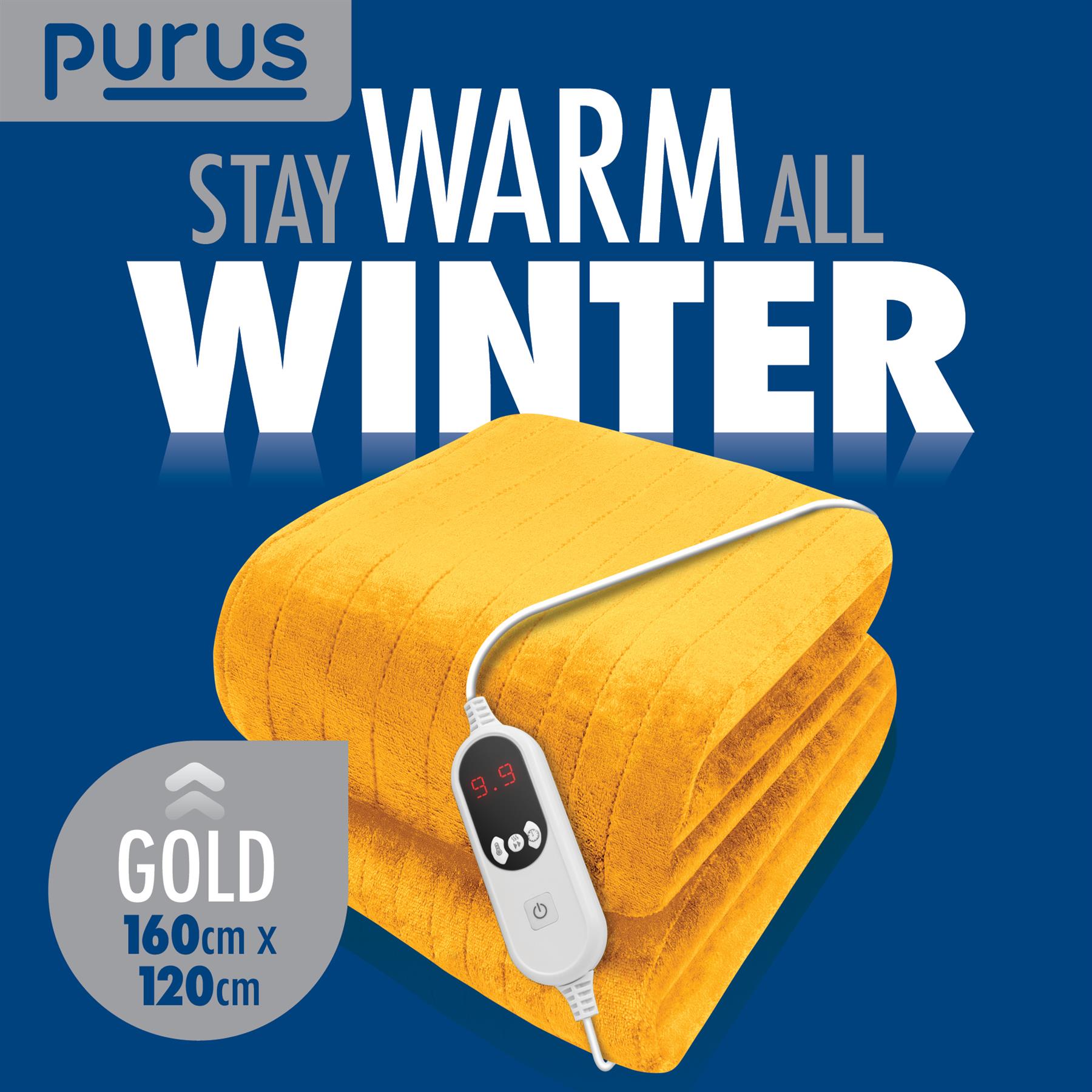 Purus Luxury Electric Heated Throw Blanket Bed Sofa Timer Double Soft Fleece - Picture 37 of 54