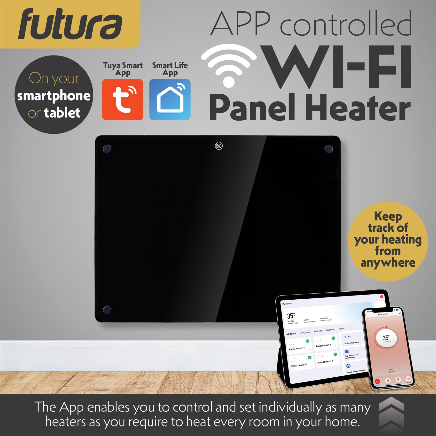 WIFI Electric Panel Heater Wall Mounted or Portable Heater Timer & Thermostat - Picture 30 of 55